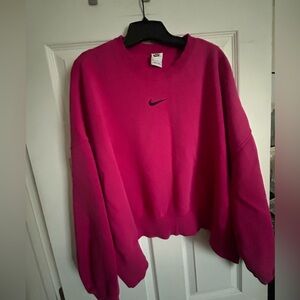 Nike Hot Pink Cropped Crewneck Sweatshirt